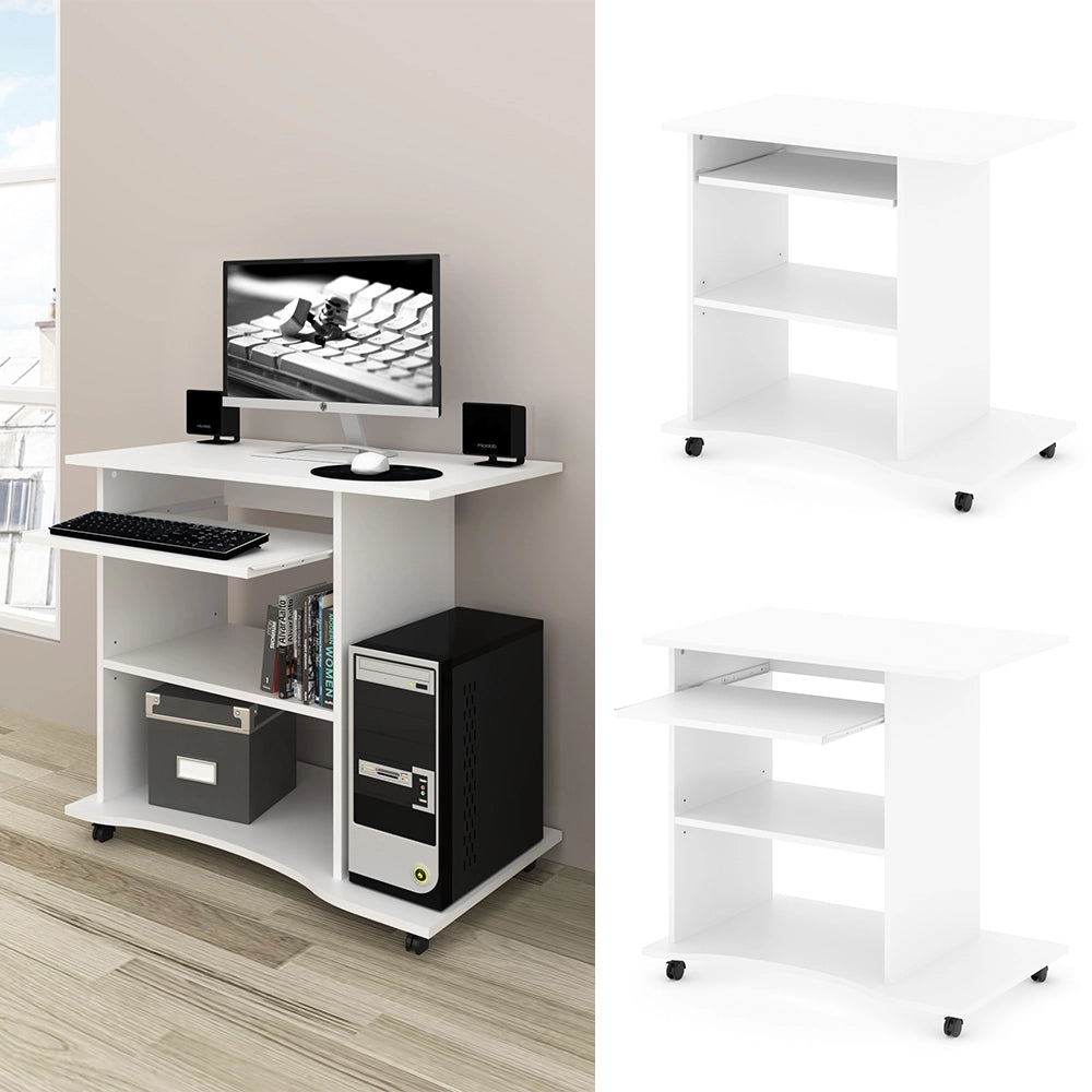 Vicco Scrivania con ruote Bianco 80 x 50 cm