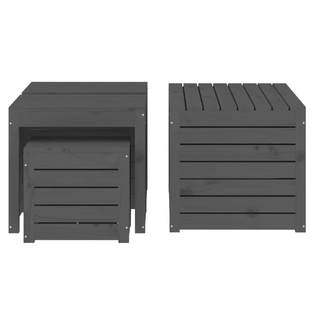 Set di 4 contenitori da giardino in legno massello di pino grigio 02_0013181