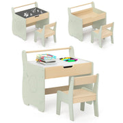 Set tavolo e sedie per bambini 61,5 x 47 x 59 cm con spazio di archiviazione integrato per uso creativo stile moderno legno verde naturale 20_0014088