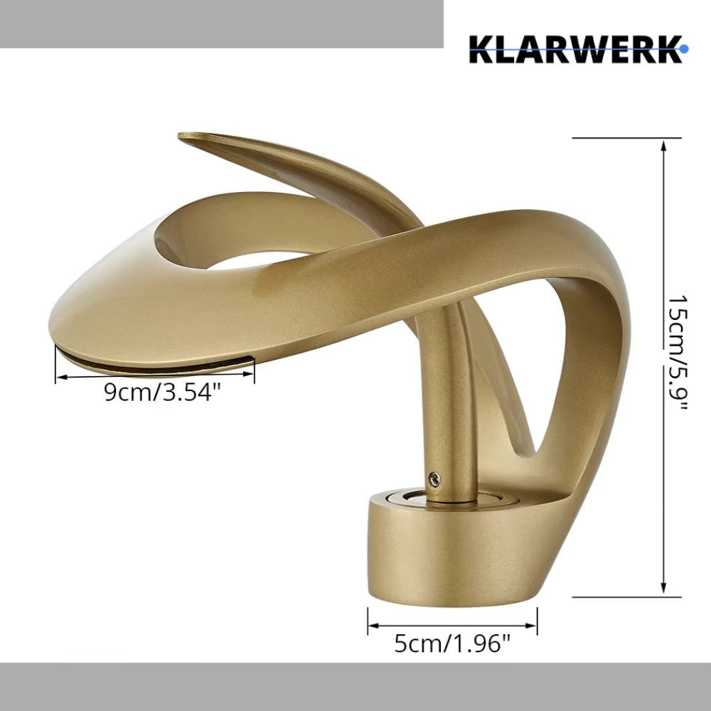 NAVIS | Rubinetto da bagno a cascata di design oro opaco | Elegante in acciaio inossidabile premium per lavelli | Miscelatore hotel 2 attacchi