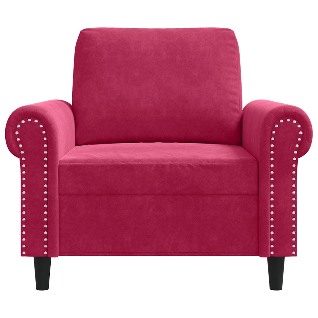 Poltrona Rosso Vino 60 cm Velluto 359513