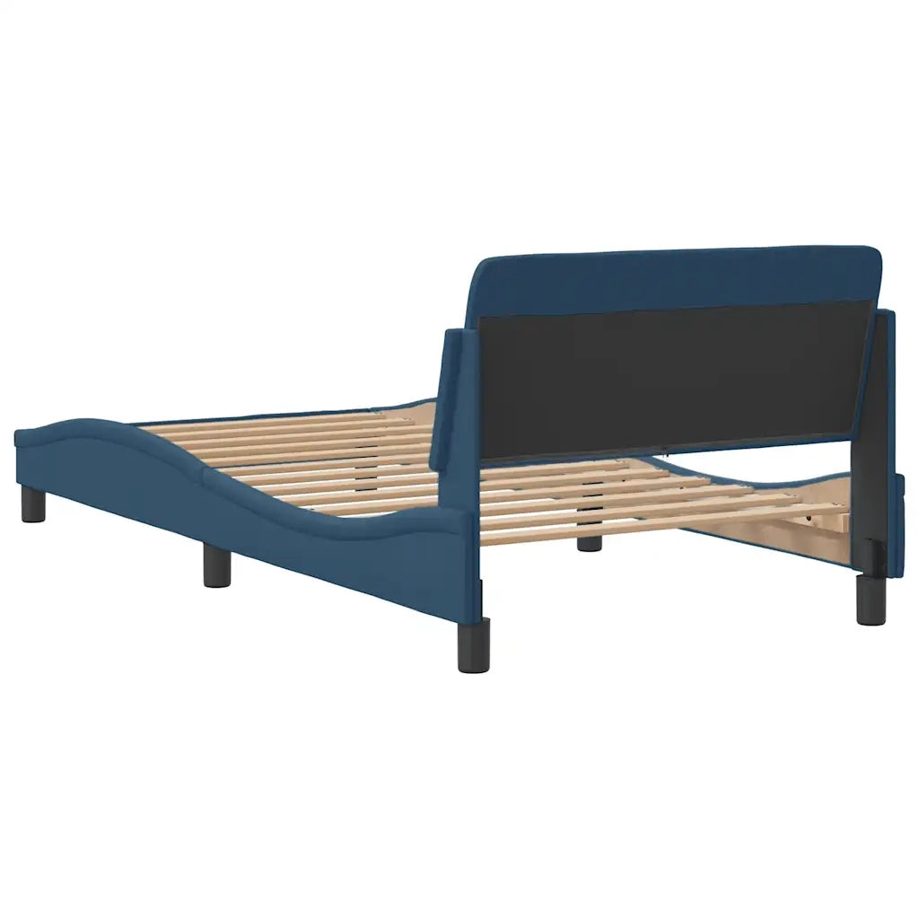 Giroletto con Testiera-Struttura Letto con testiera Dover Blu 100x200 cm Tessuto
