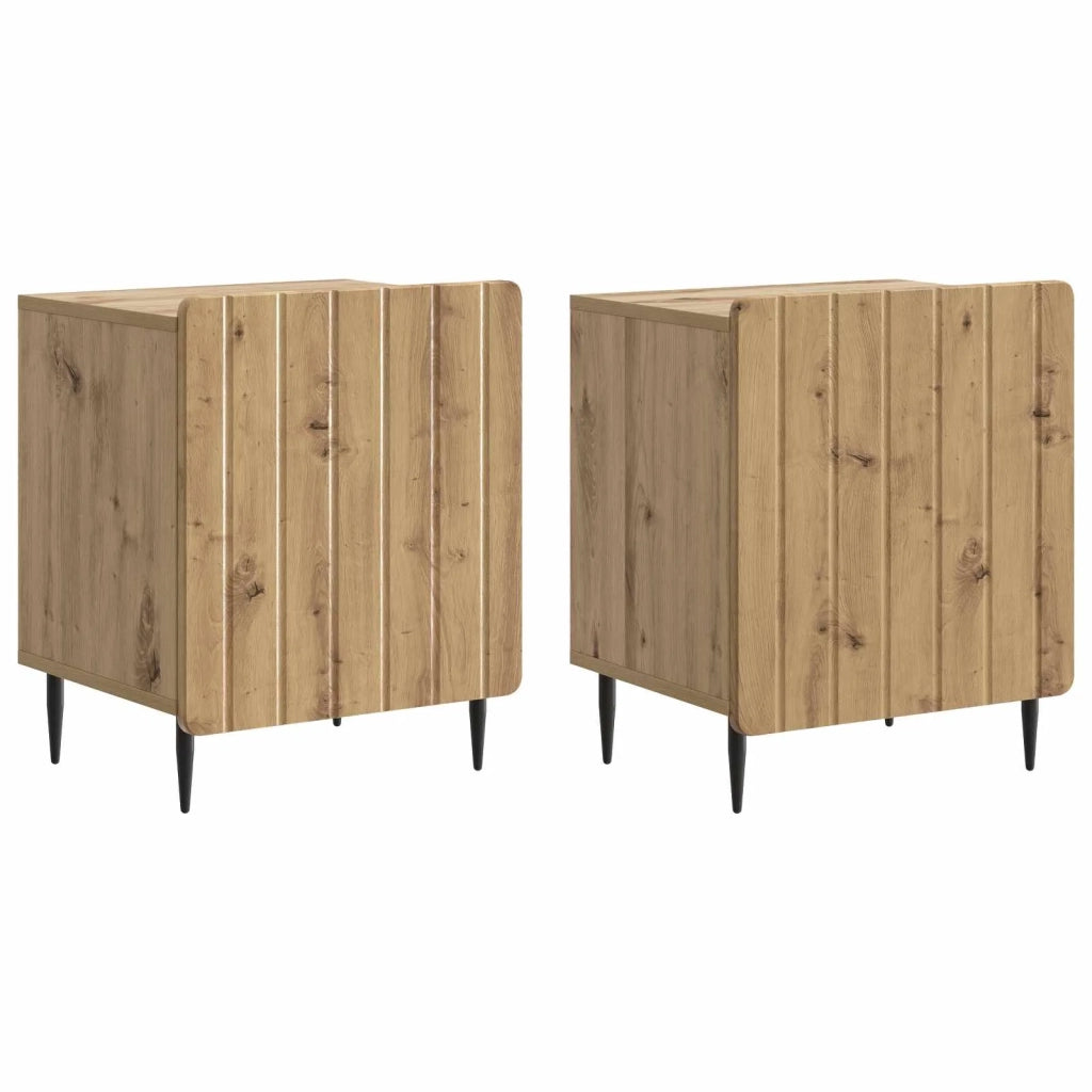 Armadio da Notte 2 pcs Rovere Artigianale 43 x 34,5 x 52 cm