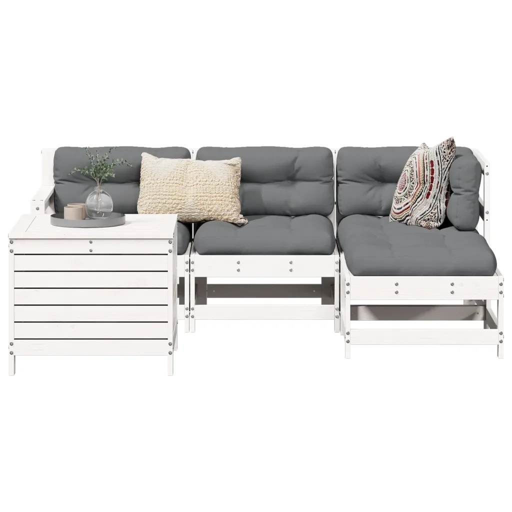 Set Salotto da Giardino 5 pz Bianco in Legno Massello di Pinocod mxl 116727
