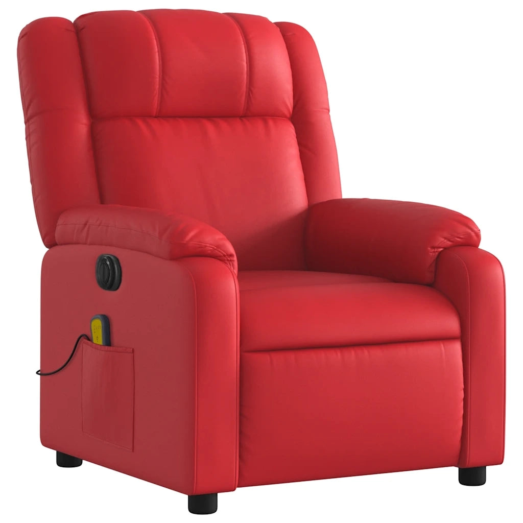 Poltrona Massaggio Elettrica Reclinabile Rosso Similpelle 3205148