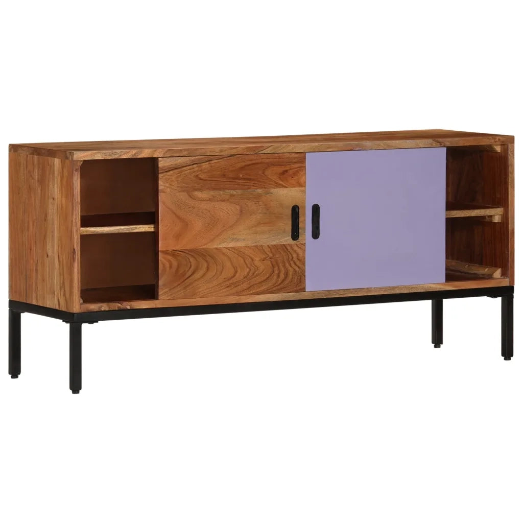 Mobile TV-Credenza per TV-Console TV Marrone ambra e Grigio 110x30x50cm in Legno di Acacia