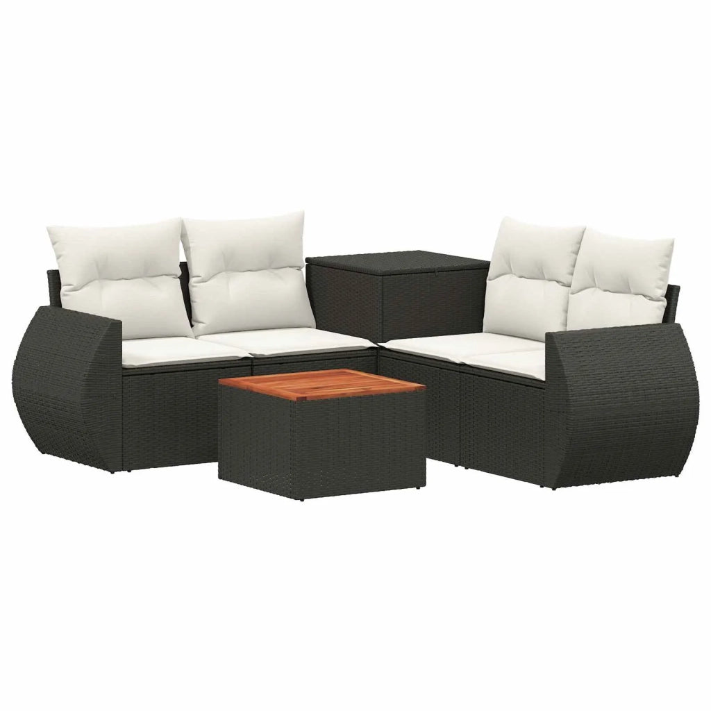 Set di divani 6 pz Nero e Bianco Crema 3447506