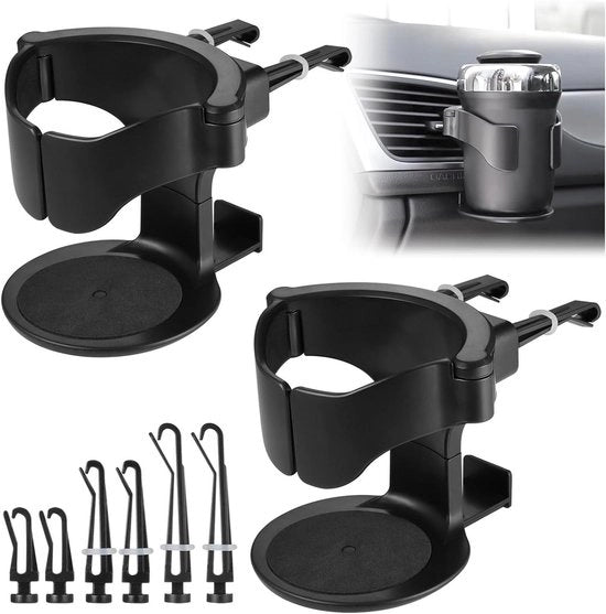 Sostegno per contenitore per auto - 2 pezzi con 3 paia di clip - Adattabile - Per bottiglia, bicchieri, bottiglie di drink, tazza da caffè - Per acqua e caffè