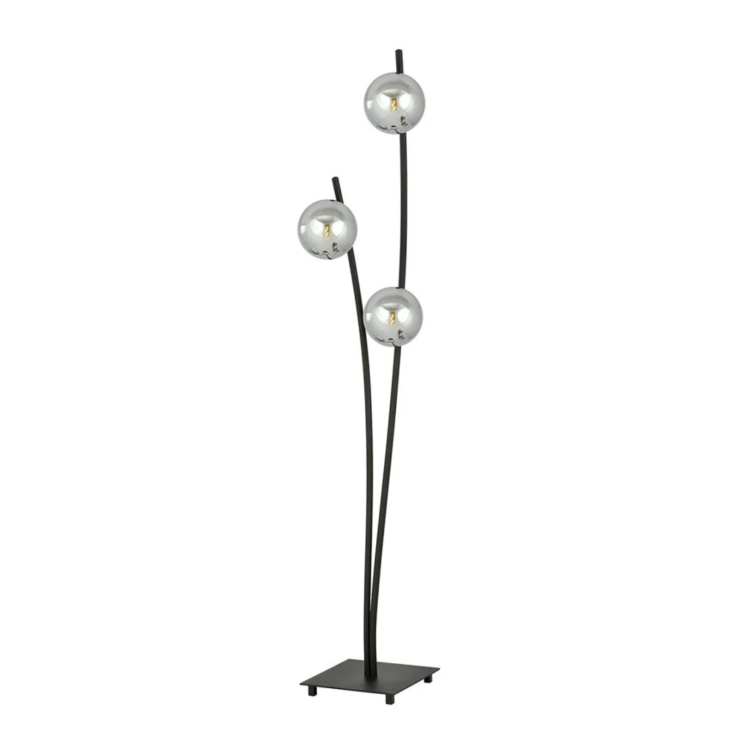 Piantana Contemporaneo Oceano Acciaio Nero Grigio 3 Luci E14 Ip20