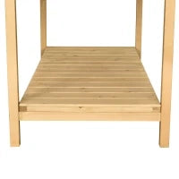 Fioriera Rialzata con Ripiano, 8 Compartimenti e Inserti per l'irrigazione, Legno di Abete, 110L x 46l x 76H cm, Legno Naturale
