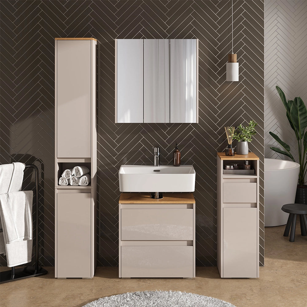 Vicco mobiletto bagno Cashmere/Artigianale 30.2 x 96.3 cm con cassetto e anta