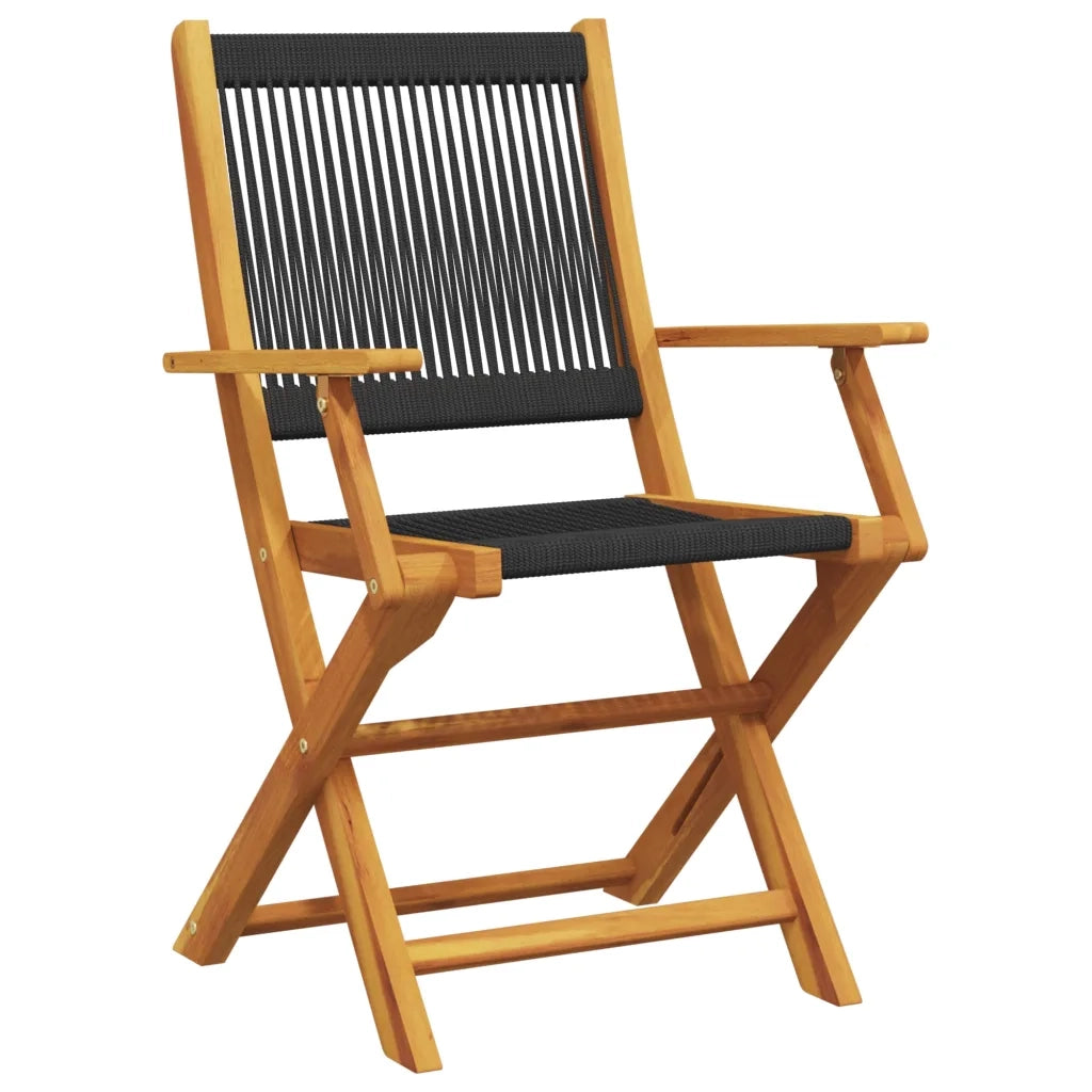 Sedie Giardino 2 pz Nere Legno Massello Acacia e Polipropilene 367666