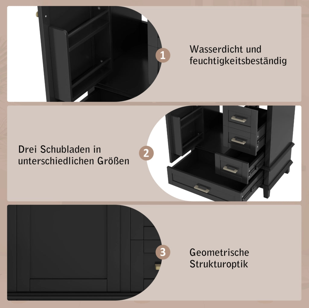 MOBILE BAGNO con lavabo integrato 76x45,5x83,5 cm MDF Nero