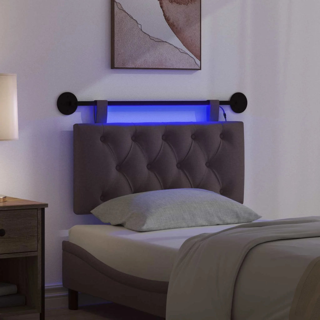 Testiera sospesa Con luce LED Marrone Scuro Tessuto