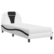 Letto singolo | Letto per adulti | Letto Viana con Materasso Bianco e Nero 90x190 cm in Similpelle