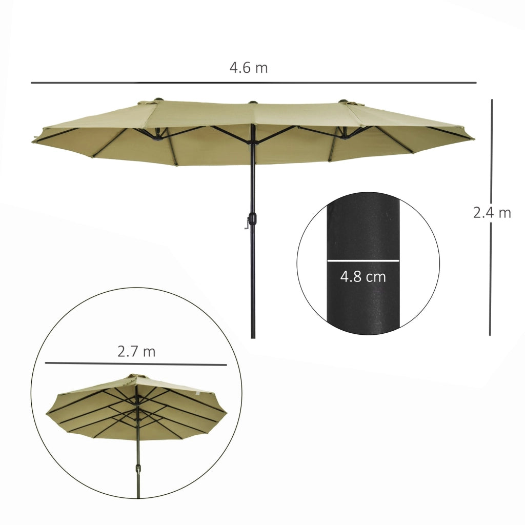 EasyComfort Ombrellone da Giardino Doppio con Apertura a Manovella, in Acciaio e Poliestere, 460x270x240 cm