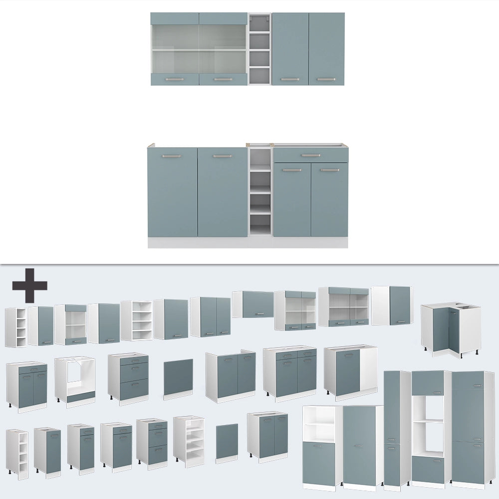 Vicco Cucina monoblocco Grigio-blu 160 cm , PL Marmo