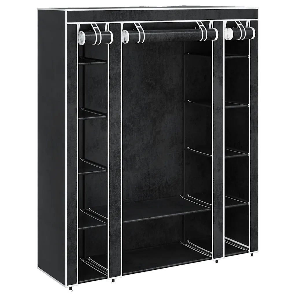 Armadio in Tessuto con Scomparti e Aste 45x150x176 cm Nero CFW8663027