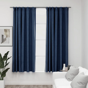 Tende Oscuranti con Ganci Effetto Lino 2 pz Blu 140x175 cm 321180