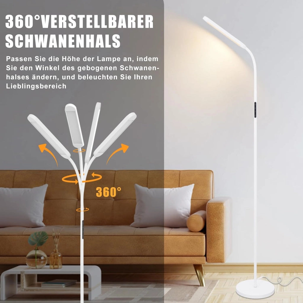 ZMH Lampada da terra LED bianca 11W flessibile 360° per soggiorno divano