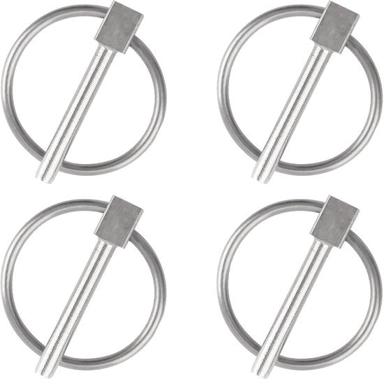 Spine Veloce con Anello Auto Bloccante - Spine di Sicurezza Grandi - Acciaio Inossidabile - 4 pezzi - Penna di Blocco - Argento - Penna di Blocco