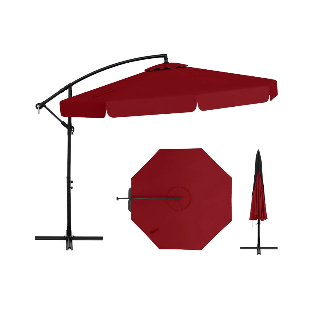 Ombrellone a braccio con inclinazione regolabile da giardino resistente, Ombrellone per piscina e terrazza Rosso