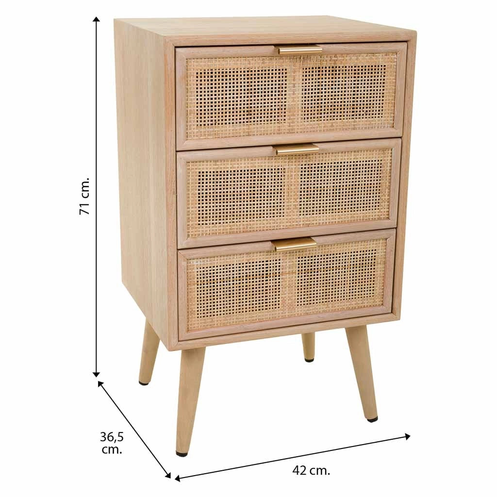 Comodino in MDF e griglia, marrone, 42x36,5x71 cm