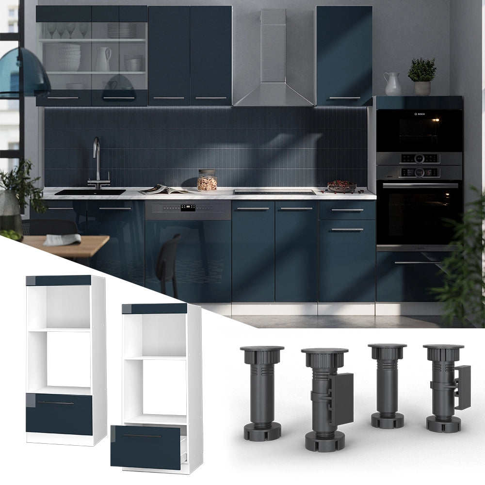 Vicco Set mobili bagno Blu scuro lucido 60 cm aperto