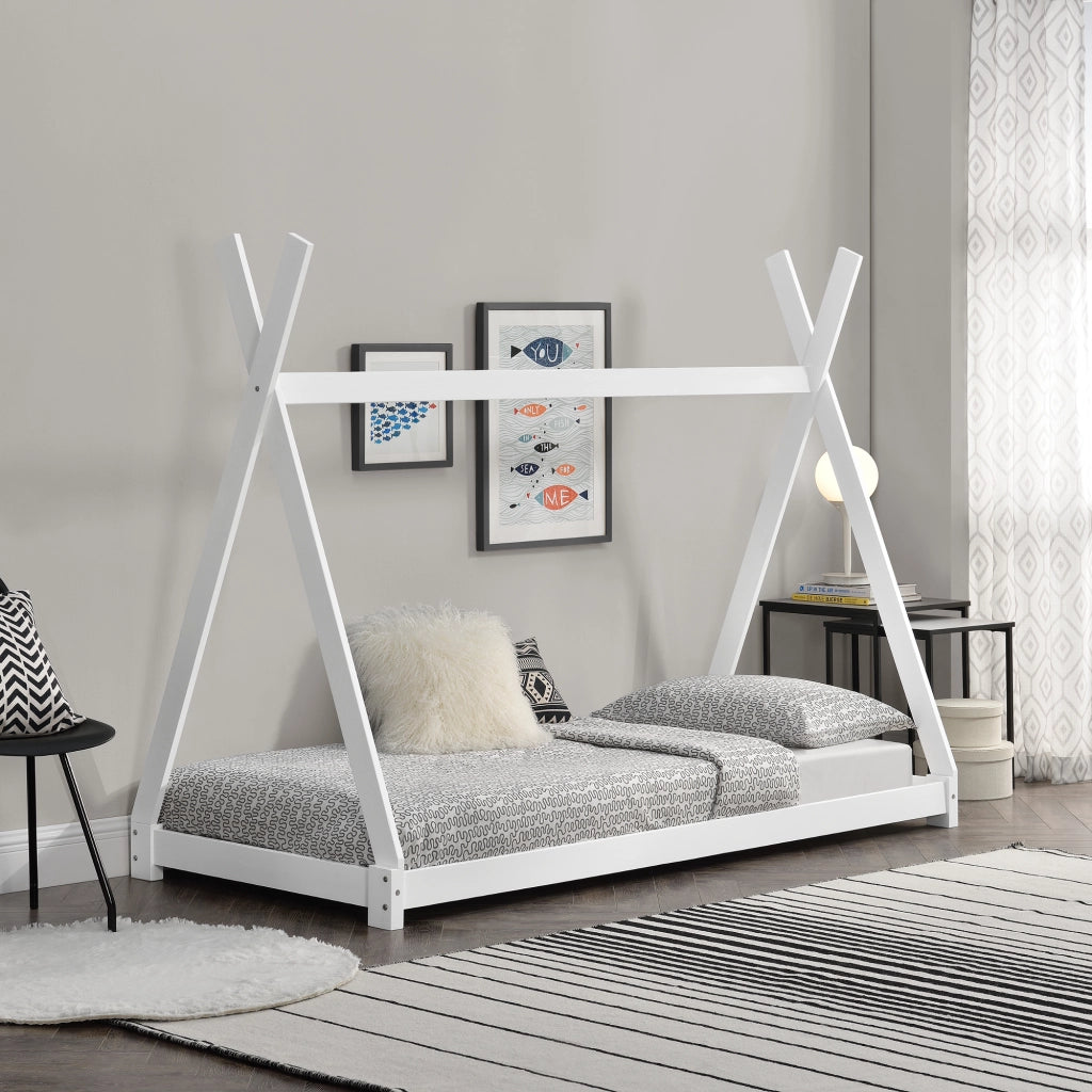 Letto per Cameretta Onejda a Forma di Capanna 90 x 200 cm Bianco [en.casa]