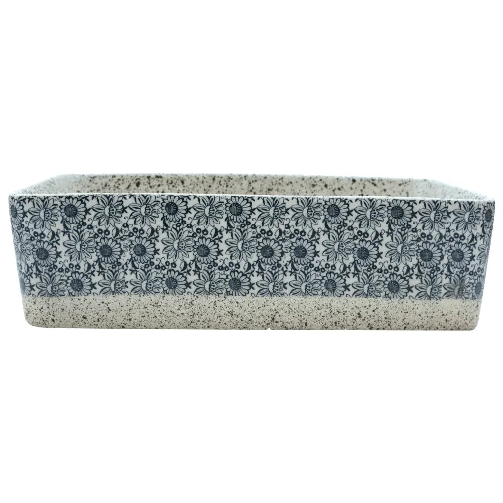 Lavabo Appoggio-Lavandino-Lavello Grigio e Blu Rettangolare 46x35,5x13cm Ceramica