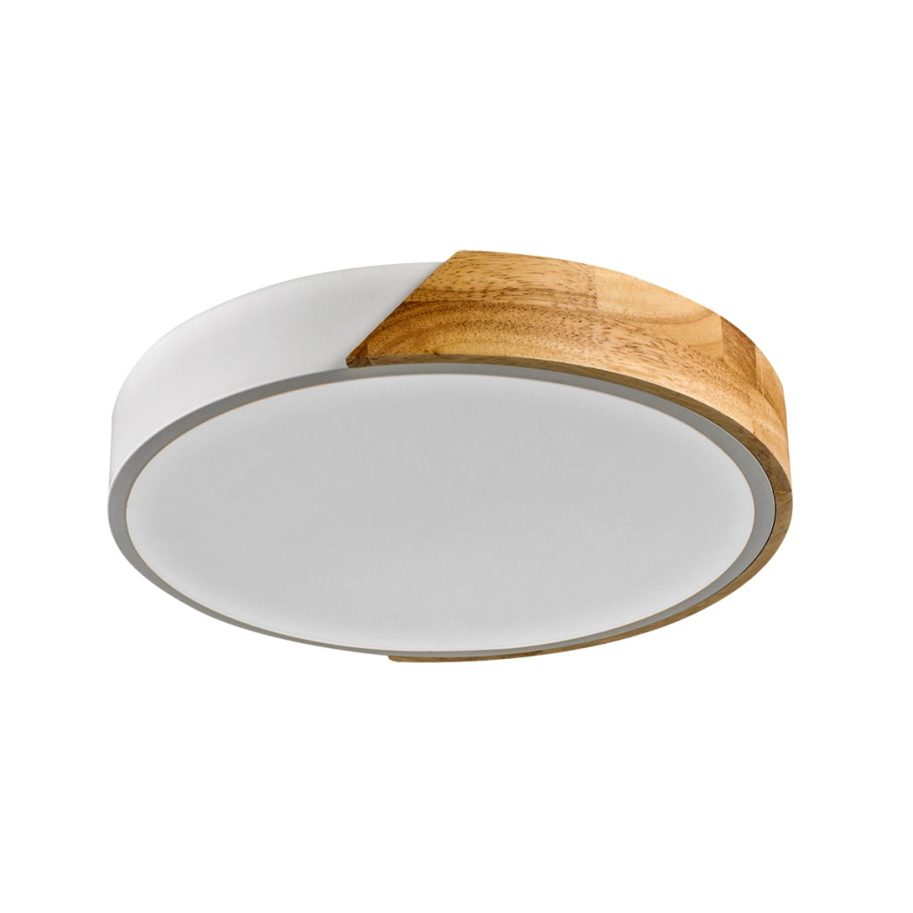 Plafoniera Italux Nastro legno bianco Ø32 LED 24W