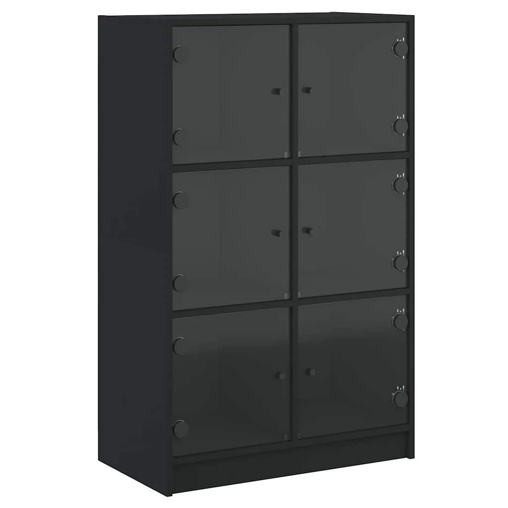 Credenza | Madia | Buffet da pranzo | Armadio da pranzo con Ante Nera 68x37x109 cm in Legno Multistrato