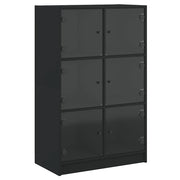 Credenza | Madia | Buffet da pranzo | Armadio da pranzo con Ante Nera 68x37x109 cm in Legno Multistrato