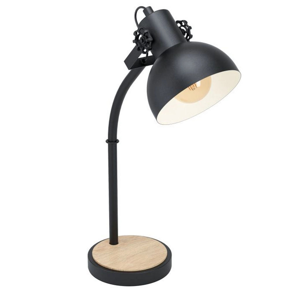 Lampada da Tavolo in Legno e Acciaiio Nero Lubenham Eglo