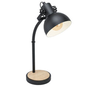 Lampada da Tavolo in Legno e Acciaiio Nero Lubenham Eglo