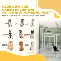 Barriera di sicurezza per cani con sistema di doppio bloccaggio, montaggio a pressione o a vite, larghezza 76-104 cm bianco