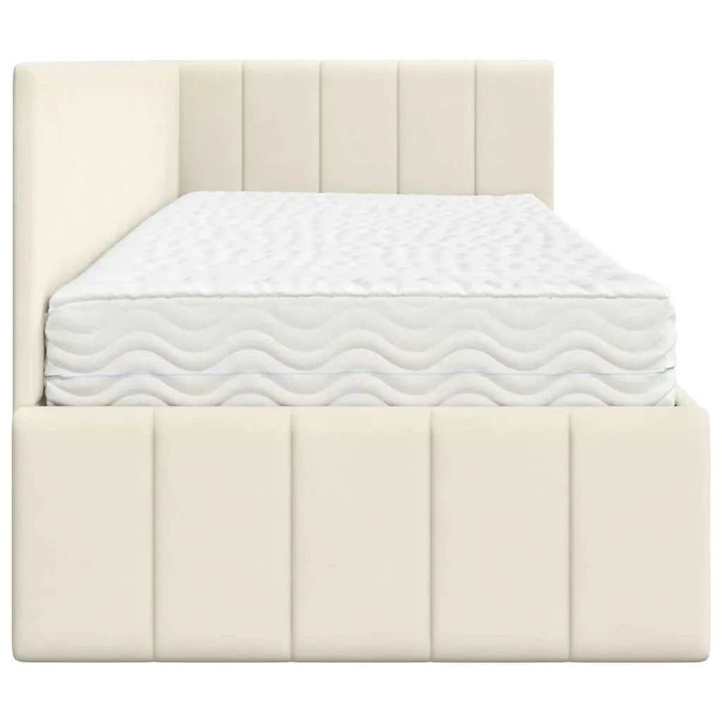 Struttura Letto Angolare con Materasso 2 pcs Crema Velluto 3393845