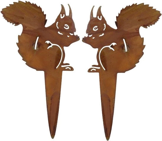 Decorazioni da giardino rustiche da scoiattolo - Unica decorazione da giardino - 2 pezzi - Ferro - 210 x 120 mm