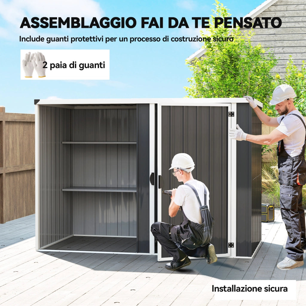 Capanno da Giardino in Acciaio ¨C Minimal ¨C Grigio 231x125x162 cm