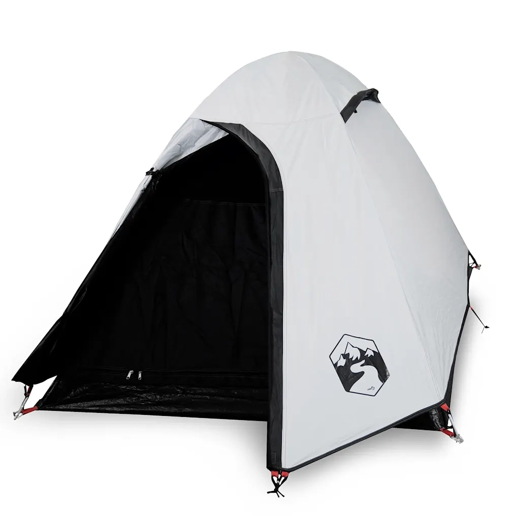 Tenda Campeggio a Cupola 2 Persone Bianca Tessuto Impermeabile 94330