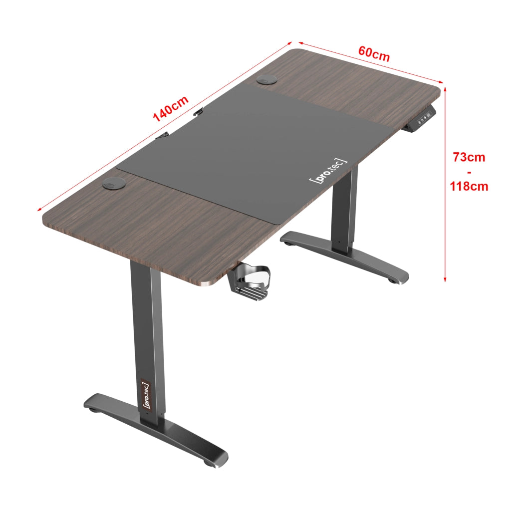 Scrivania 'Salinas' Regolabile in Altezza tra 73 - 118 cm con Sollevamento Elettrico - Effetto Noce/Nero [pro.tec]