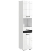 Colonna Bagno in MDF con Ripiano, Cassetto e Armadietto ¨C zephmum ¨C 37x32.5x170 cm, Bianco