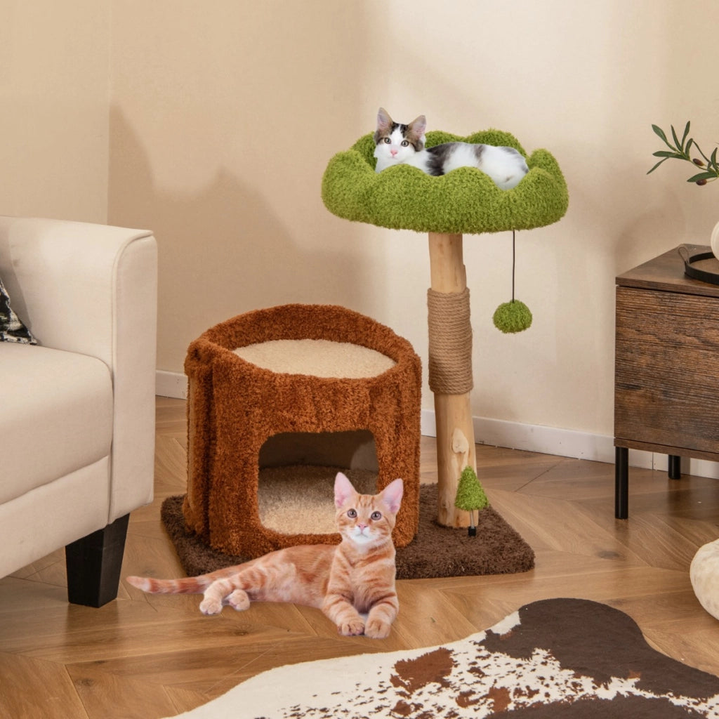 Albero per gatti multifunzionale con pali per graffiare, Torre per gatti moderna con piattaforma rotonda ampia-Alberi Tiragraffi
