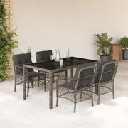 Set da Pranzo da Giardino 5 pz con Cuscini in Polyrattan Grigio