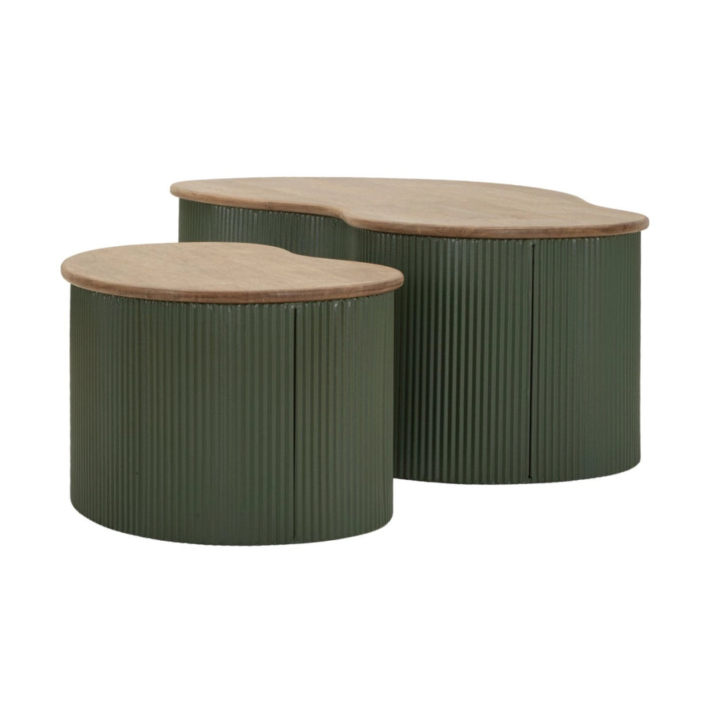 Set di Tavolini VKH1119, Verde, Legno, 87x53x32 cm