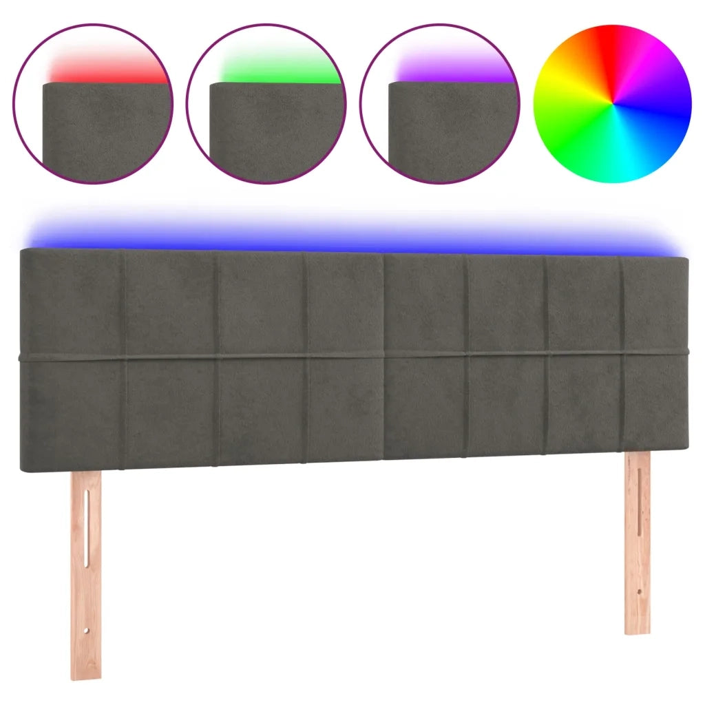 Testiera | Testata a LED Grigio Scuro 144x5x78/88 cm in Velluto