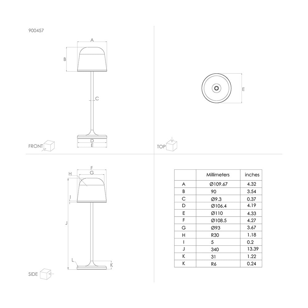 Lampada Esterno Moderna Mannera Alluminio Nero Policarbonato Bianco Led