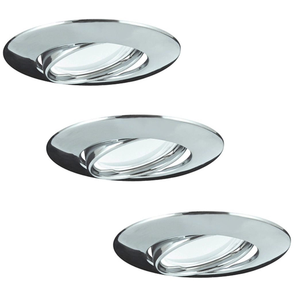 3 faretti incasso tondi cromati GU10 LED Polux OLIN