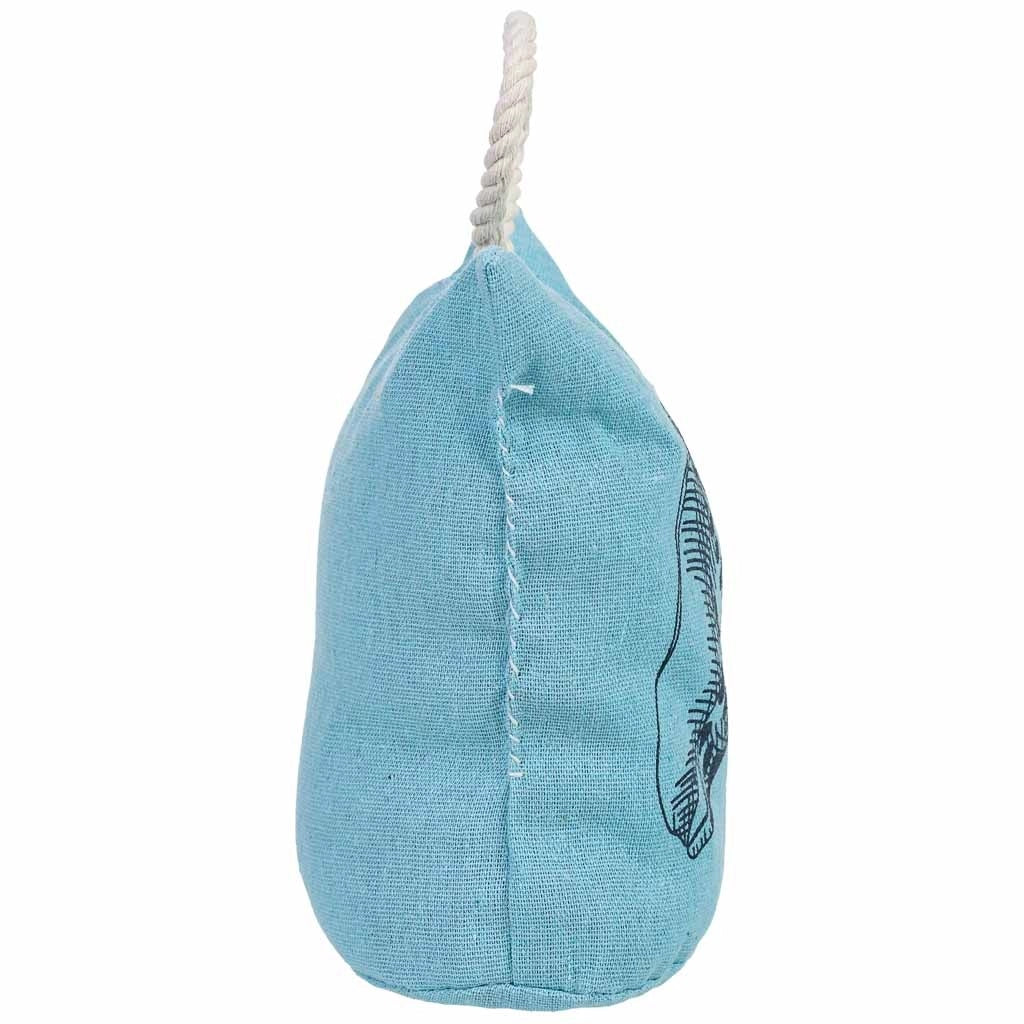 Fermaporta in cotone con conchiglia blu 12x12x25h cm
