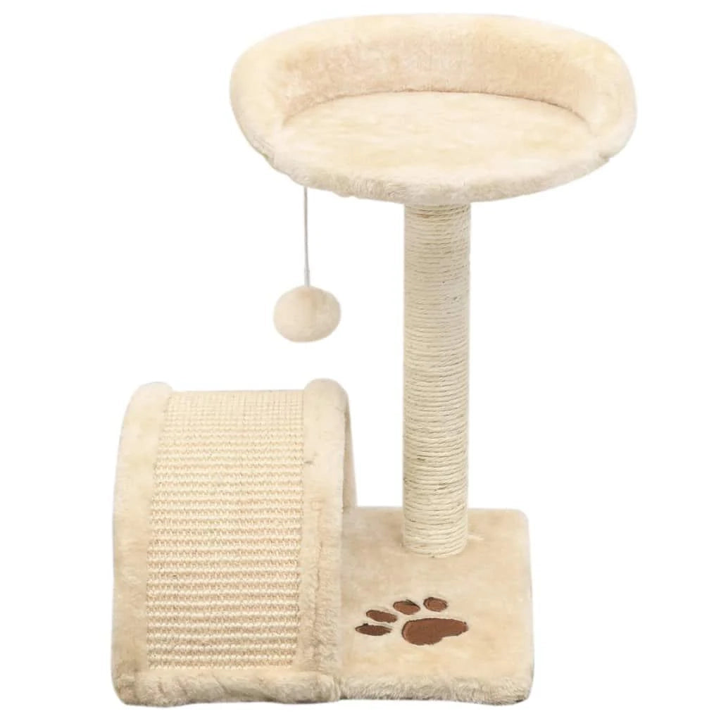 Tiragraffi albero per gatti cuccia per gatti peluche in sisal 40 cm beige e marrone 3702255